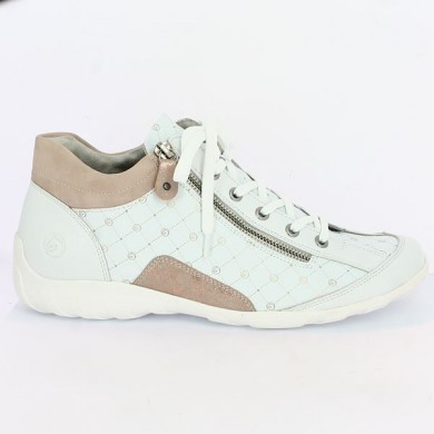 city sneakers pink and white remonte large size woman, side view