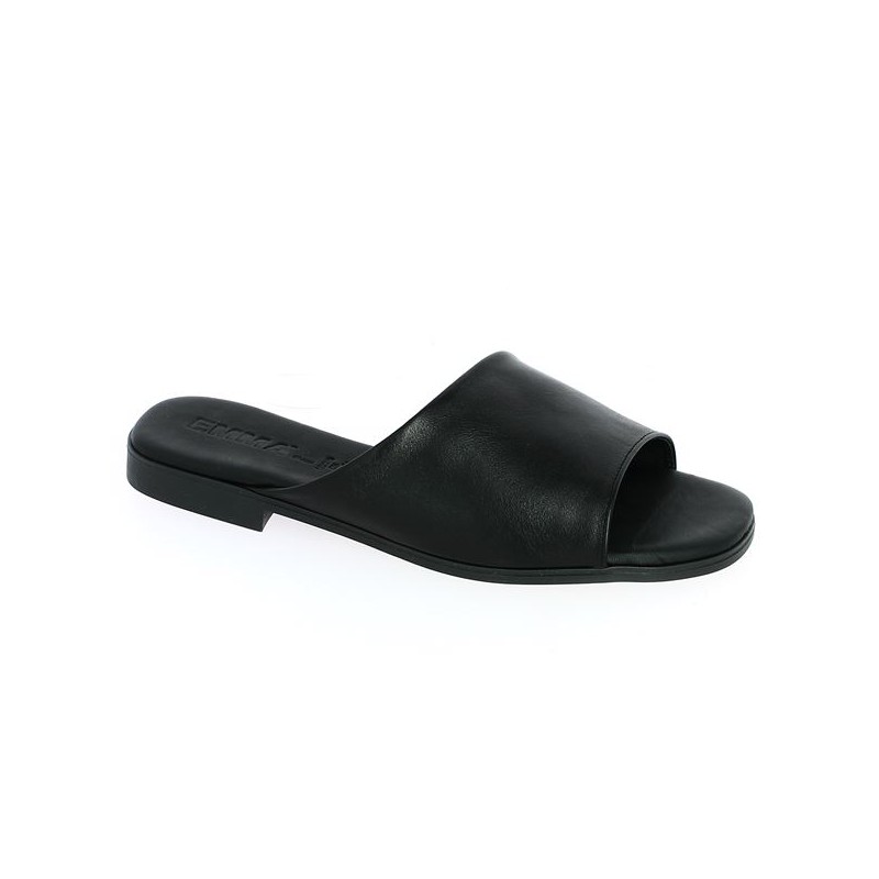 mule cuir noir femme grande taille, vue profil