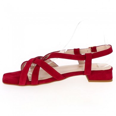Sandale grande pointure rouge chic petit talon habillée bout carré, vue intérieure
