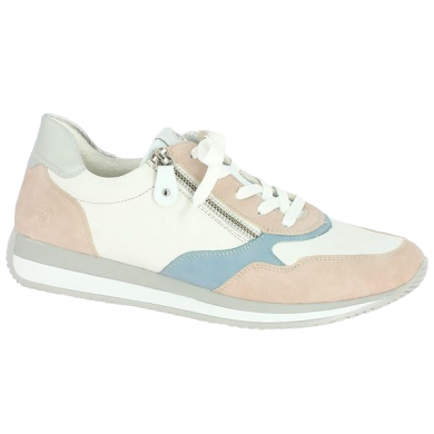 Shoesissime large size white blue pink sneakers, profile view