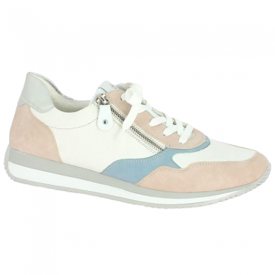 sneakers femme grande pointure blanc bleu rose Shoesissime, vue profil