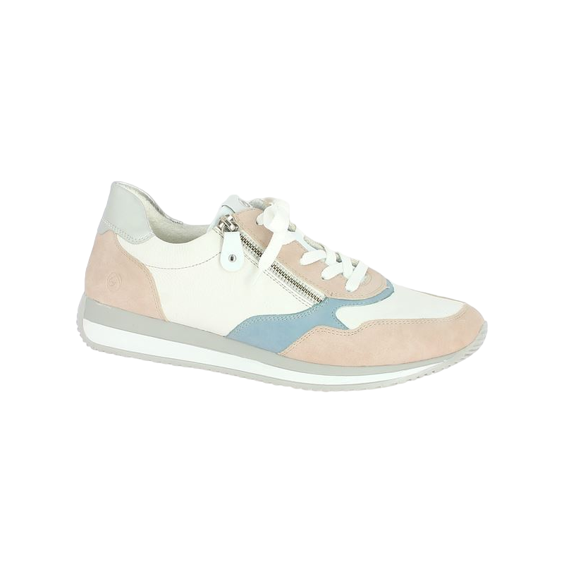 sneakers femme grande pointure blanc bleu rose Shoesissime, vue profil