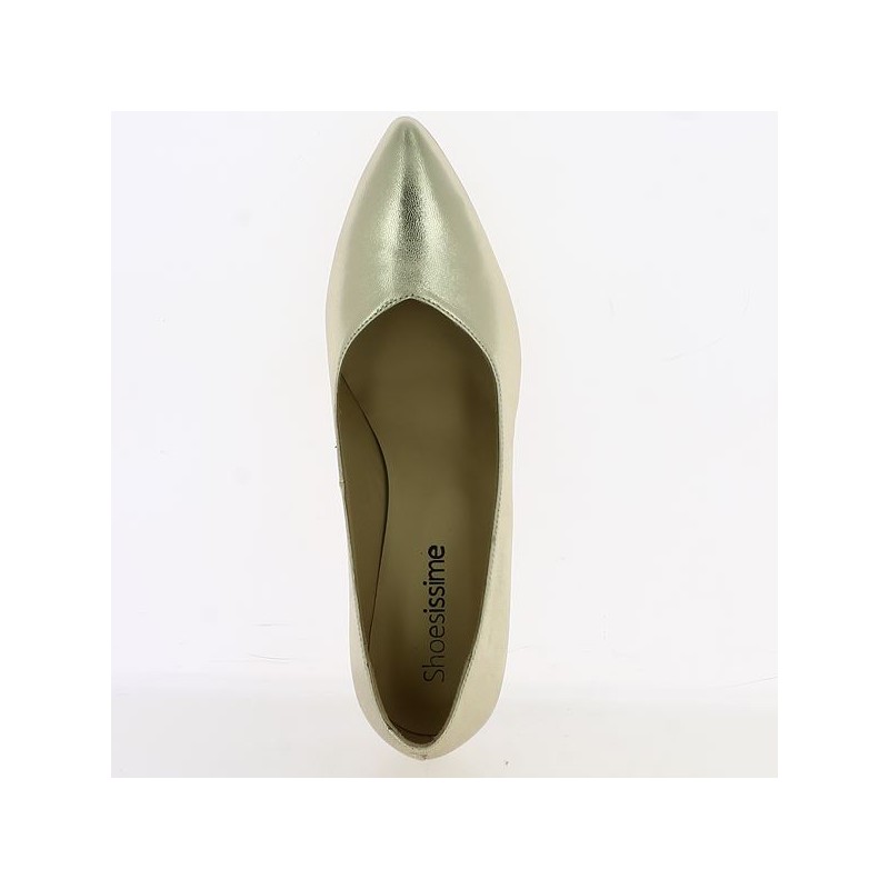 Escarpins Balizza En Cuir Argenté - Talon Bas - Taille 40 - Occasion Bon état - Style Années 80