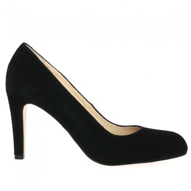 Lucie - Talon haut velours noir - Escarpins bout rond 42, 43, 44, 45 - Shoesissime