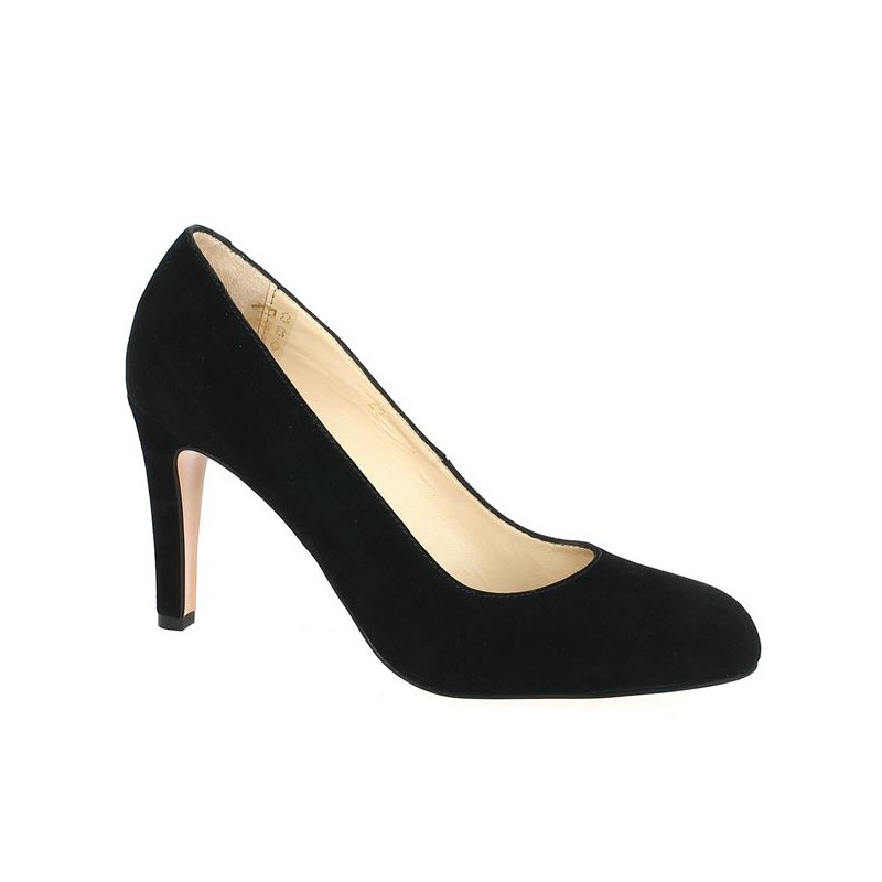 Lucie - Talon haut velours noir - Escarpins bout rond 42, 43, 44, 45 - Shoesissime