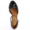sandale à talons contrefort 42, 43, 44, 45 noir bride cheville, vue dessus