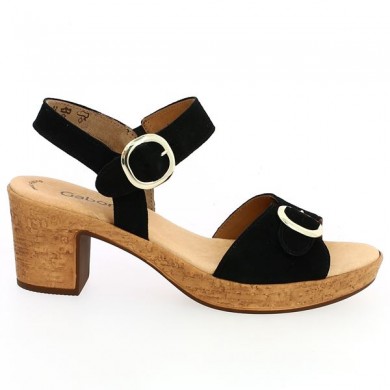 gabor platform sandal 8, 8.5, 9, 9.5 black velvet Shoesissime, side view