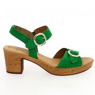 green nude shoes Gabor large size platform clog, side view