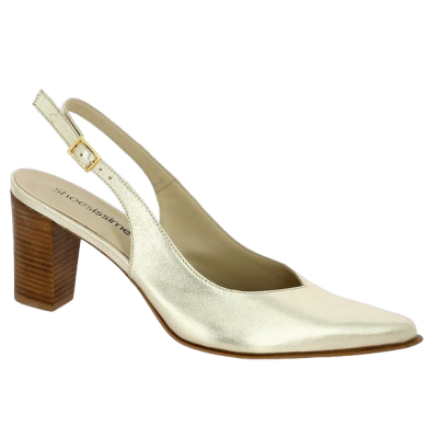 sling back pump gold 42, 43, 44, 45 Shoesissime, profile view