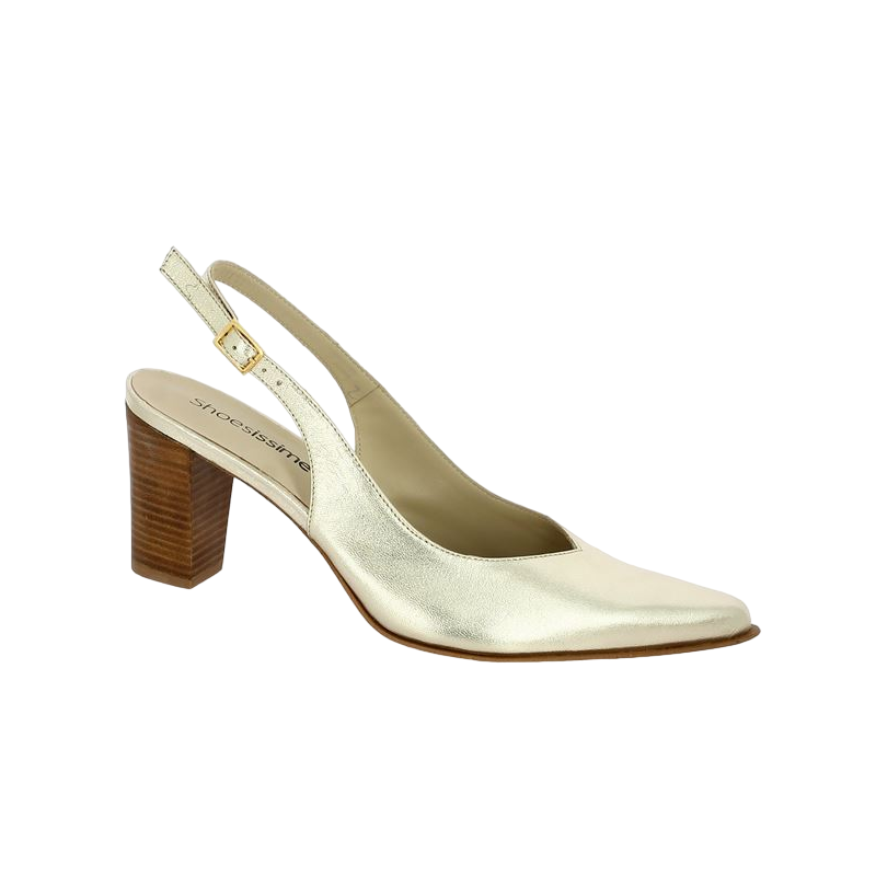 sling back pump gold 42, 43, 44, 45 Shoesissime, profile view
