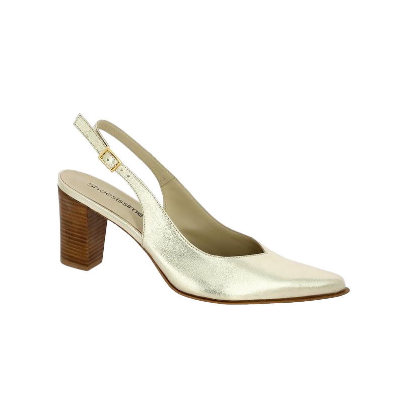 escarpin sling back doré 42, 43, 44, 45 Shoesissime, vue profil