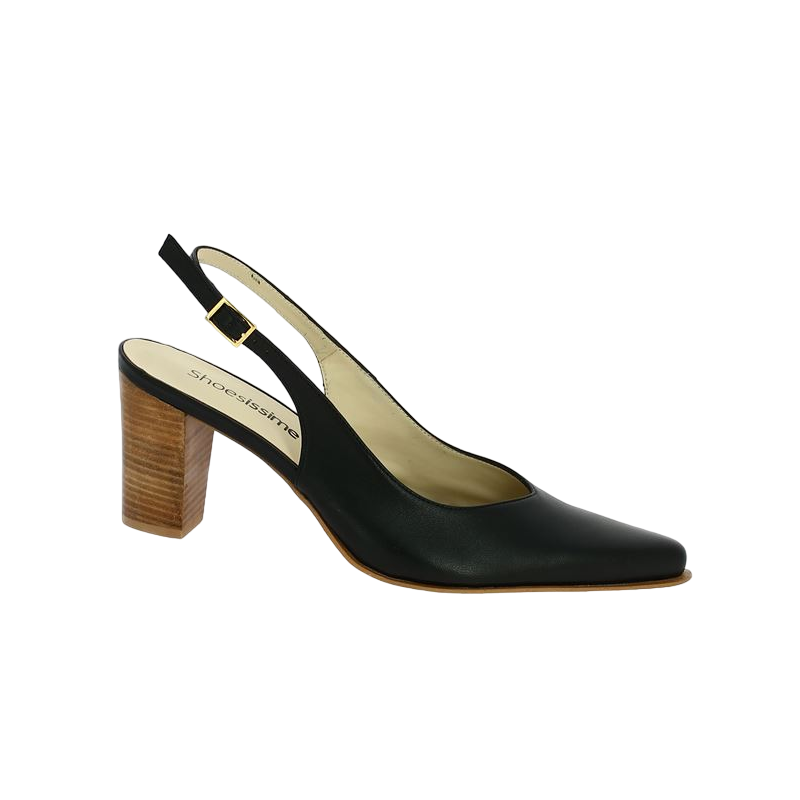 Fatiha - Black open toe pump - Heels for women big size - Shoesissime