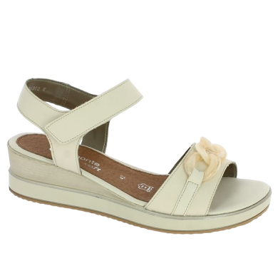 Shoesissime white chain wedge sandal large size, profile view