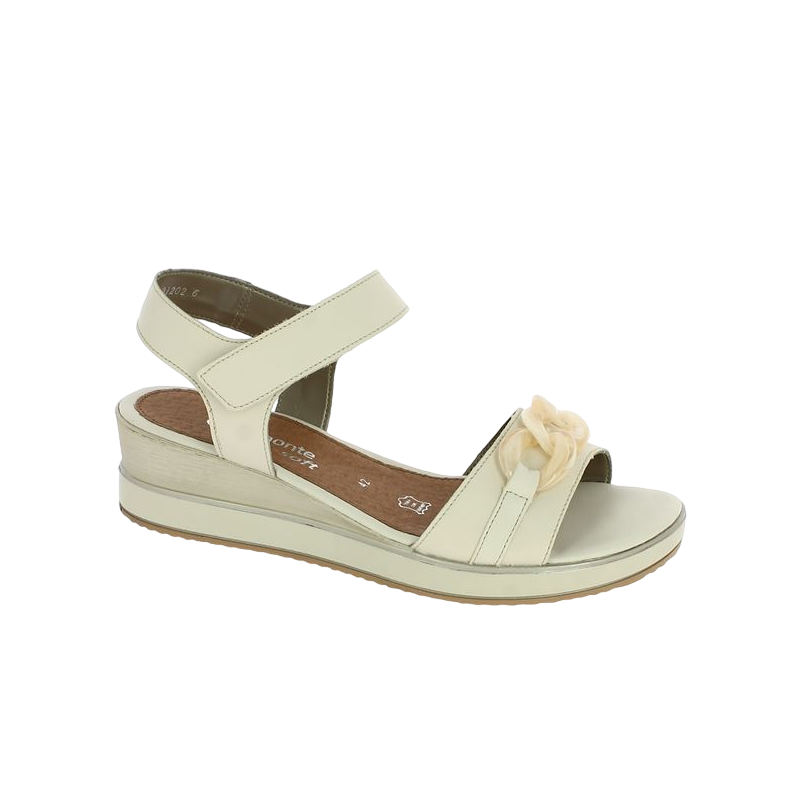 Shoesissime white chain wedge sandal large size, profile view