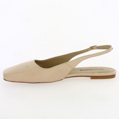ballerina flat woman large size closed before nude pink leather, interior view