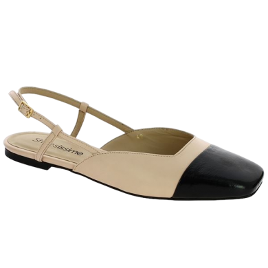 ballerine bicolore noir beige grande taille femme Shoesissime, vue profil