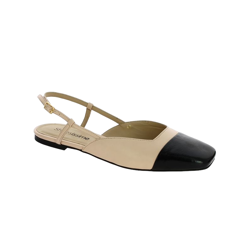 black beige ballerina large size woman Shoesissime, profile view