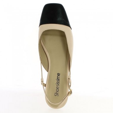 beige ballerina with black patent toe big size Shoesissime, top view