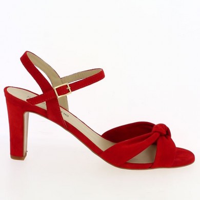 red velvet sandal large size woman, side view