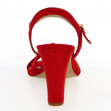 sandales femme velours rouge femme grande pointure Shoesissime, vue détails