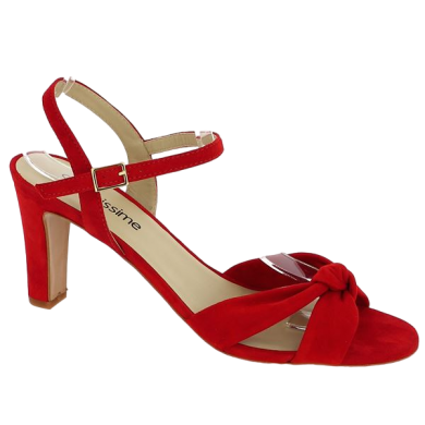 sandale velours rouge femme 42, 43, 44, 45, vue profil
