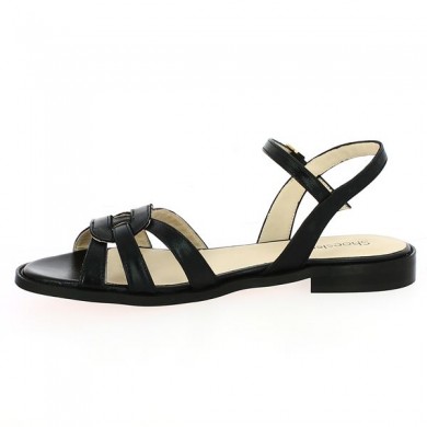 women's sandals 42, 43, 44, 45 black leather Shoesissime, top view