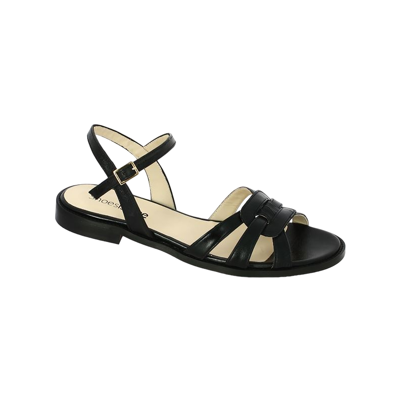 sandale plate noire grande taille Shoesissime, vue profil