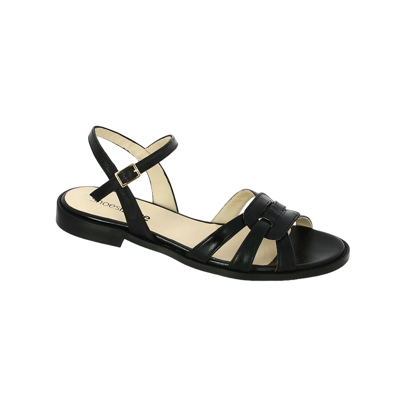 Shoesissime large size black flat sandal, profile view