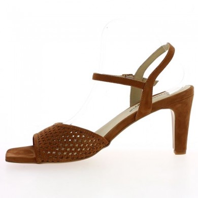 brown sandals heel large size woman openwork Shoesissime, interior view