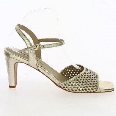 golden leather heel sandal for women big size Shoesissime, side view