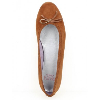 ballerine velours cognac 42, 43, 44, 45 Shoesissime, vue dessus