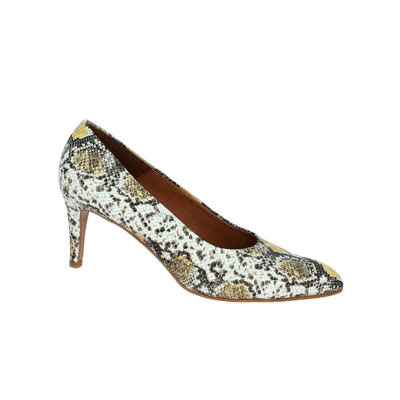 Serpentine Talons femme cuir jaune et serpent Escarpins grande pointure Shoesissime