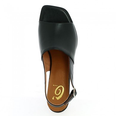 black leather sandal square toe fashion woman large size, top view