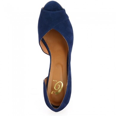 blue open toe pumps large size, top view