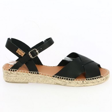 black sandal with rope sole 42, 43, 44, 45 Shoesissime, side view