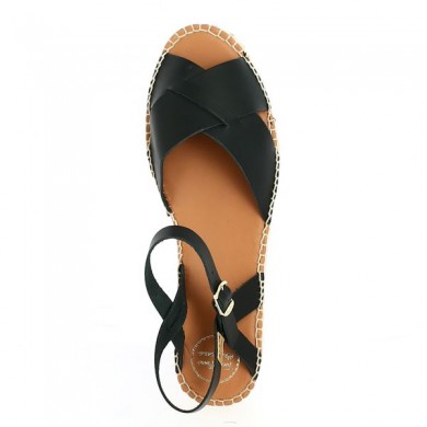 black sandal with rope sole 42, 43, 44, 45 Shoesissime, top view
