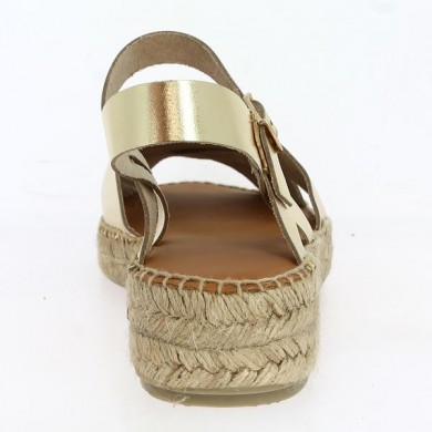 Nu pieds semelle corde cuir dor Lauren