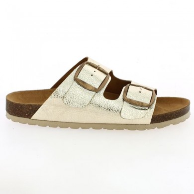 mule liège dorée confort grande taille femme Shoesissime, vue coté
