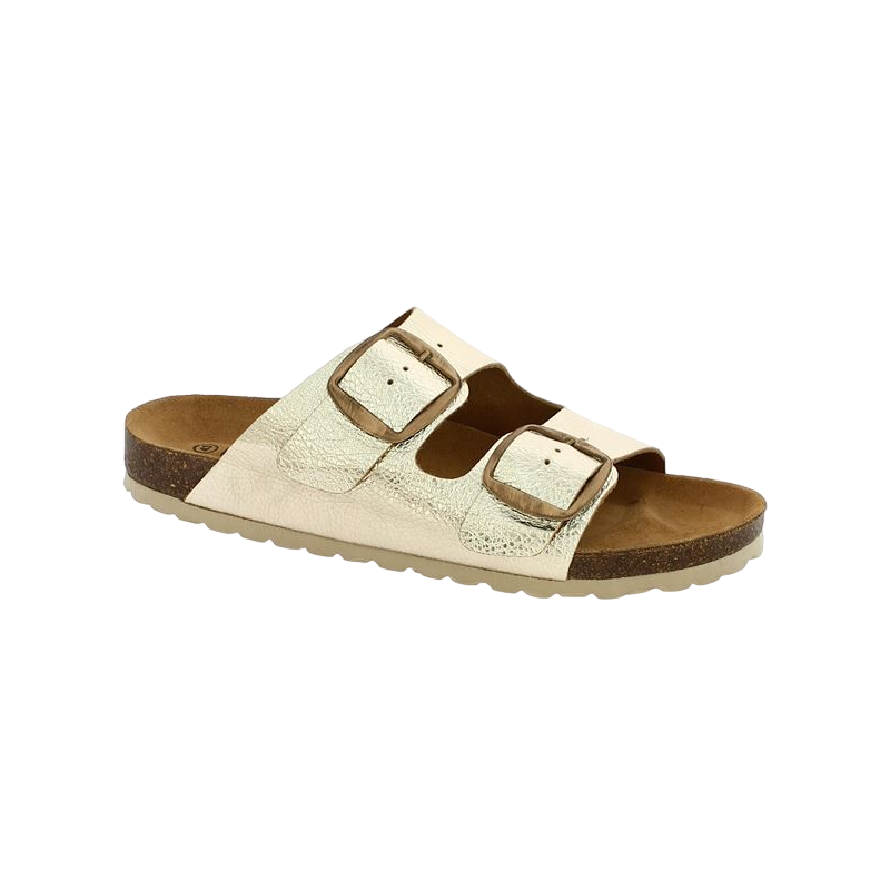 mule dorée confort femme grande pointure Shoesissime, vue profil