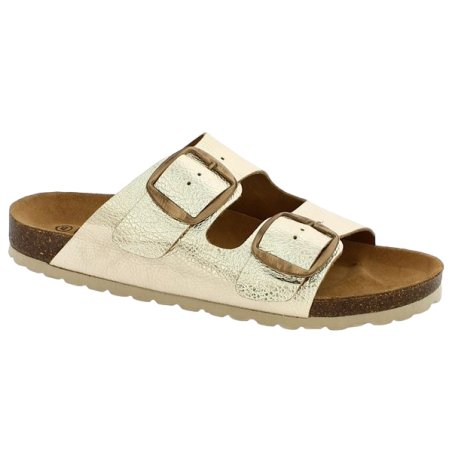mule dorée confort femme grande pointure Shoesissime, vue profil mule dorée confort femme grande pointure Shoesissime, vue profil