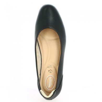 ballerina Tamaris black leather removable sole large size woman, top view