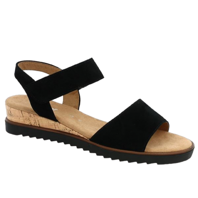 black sandal Gabor wedge heel, profile view