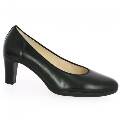 escarpin cuir noir plateforme confort 42, 42.5, 43, 44 femme grande taille, vue profil