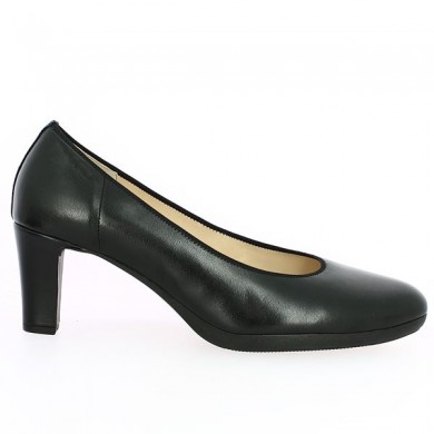escarpin Gabor cuir noir plateforme grande pointure femme Shoesissime, vue coté