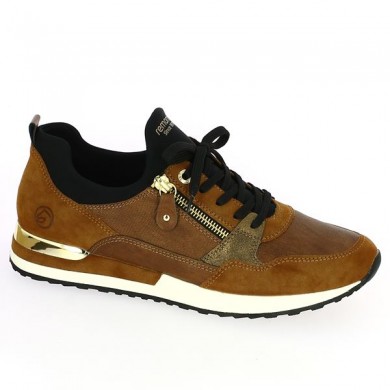 Sneakers large size brown camel R2549-24 Remonte, profile view