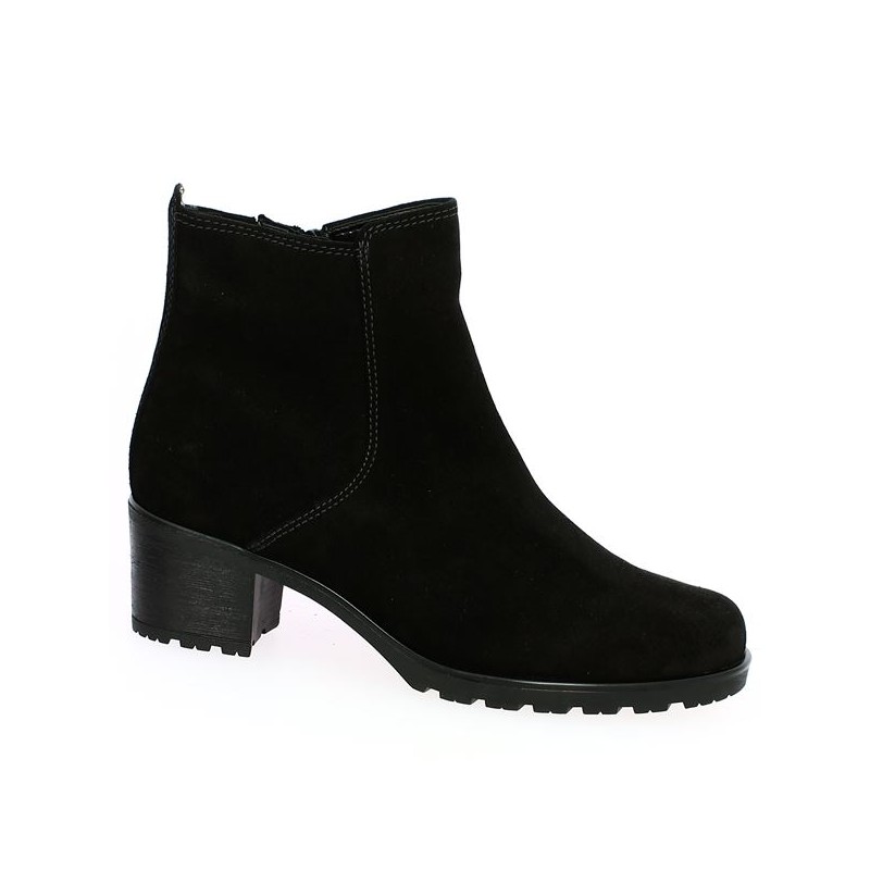 Boots Gabor nubuck Black large size, profile view