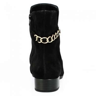 boots bout rond Gabor grande pointure velours noir chaine Shoesissime, vue talon