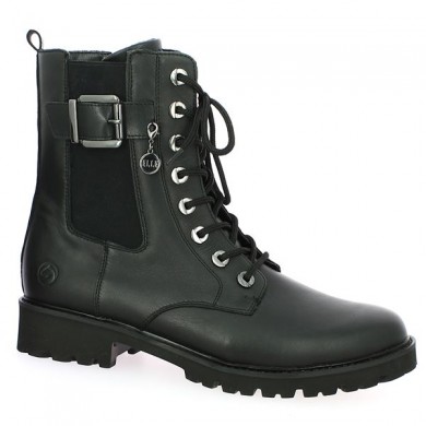 Women's black leather rangers D8668-00 Remonte, profile view