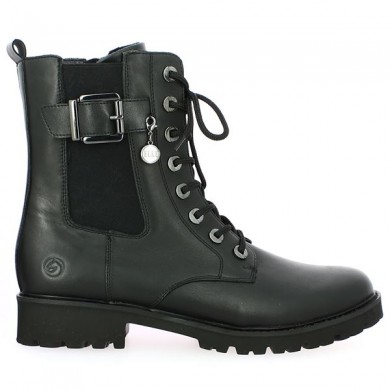 Boots lacets femme grande taille Remonte cuir noir D8668-00 Shoesissime, vue coté