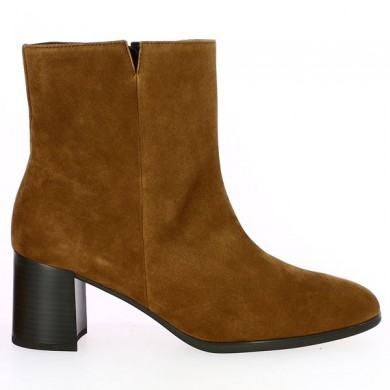 brown velvet boots heel 42, 42.5, 43, 44, Gabor Shoesissime, side view